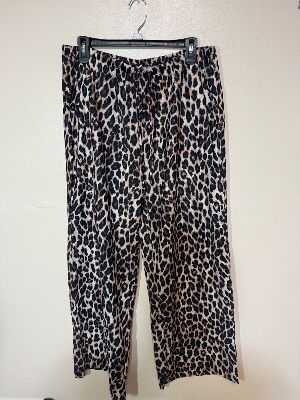 Leopard Print Wide-Leg Pants - Brown/Black
